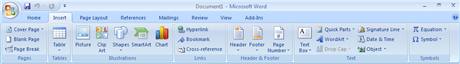 Word 2007 Ribbon Insert Tab