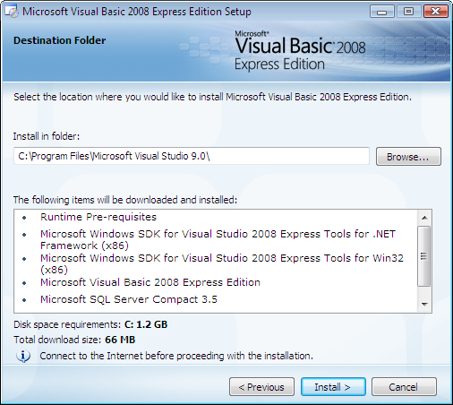 Visual Basic 2008 Install Destination