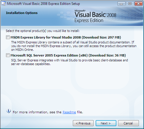 Visual Basic 2008 Options
