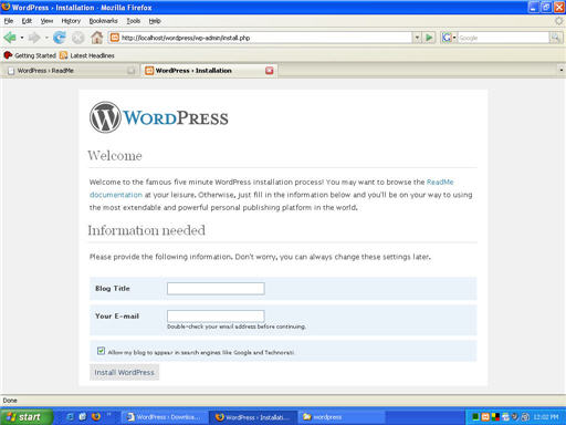 WordPress 2.5 Install