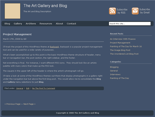 The Art Gallery and Blog WordPress Theme