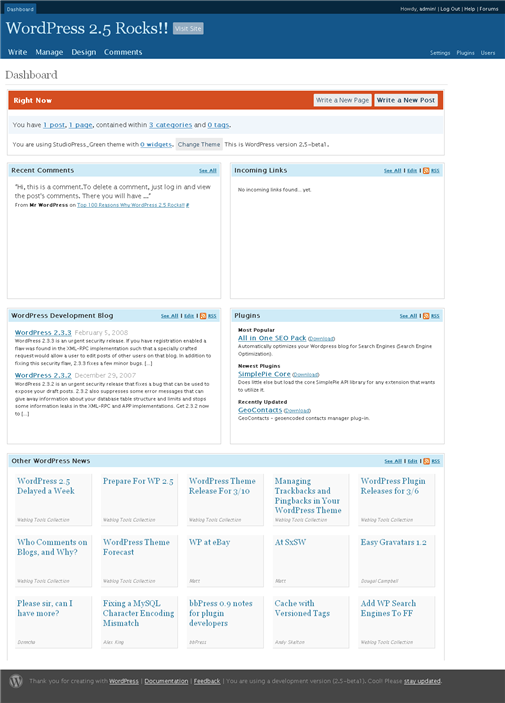 WordPress Dashboard