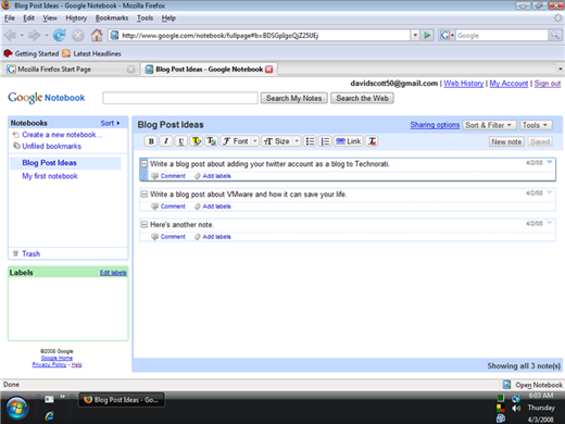 Google Notebook
