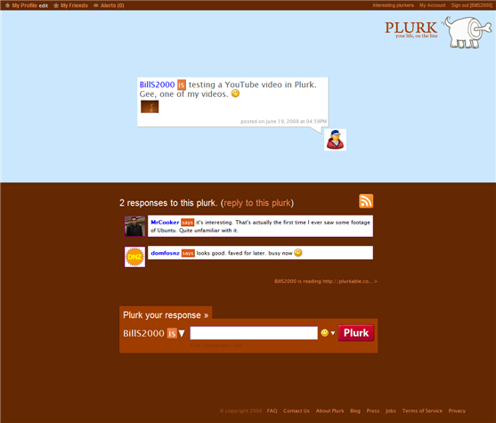 Plurk Page Plurk Page
